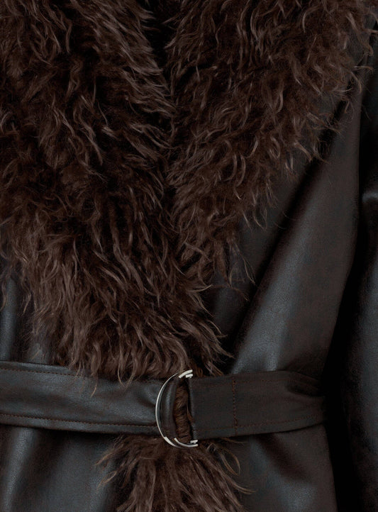 ZOYA BROWN SHEARLING SHORT COAT