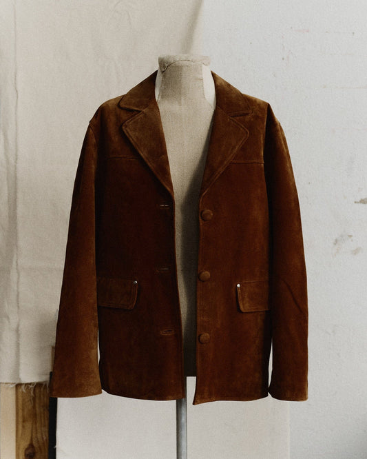 MAIRA REAL SUEDE BROWN LONG JACKET