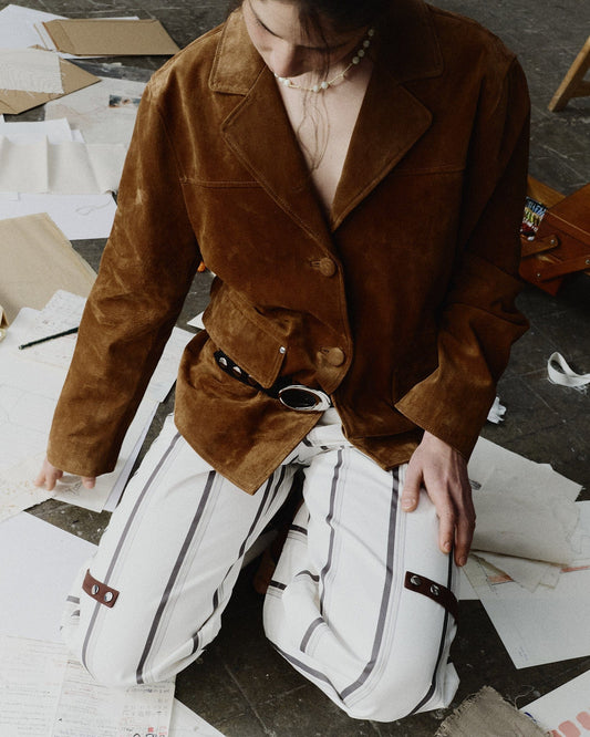 MAIRA REAL SUEDE BROWN LONG JACKET