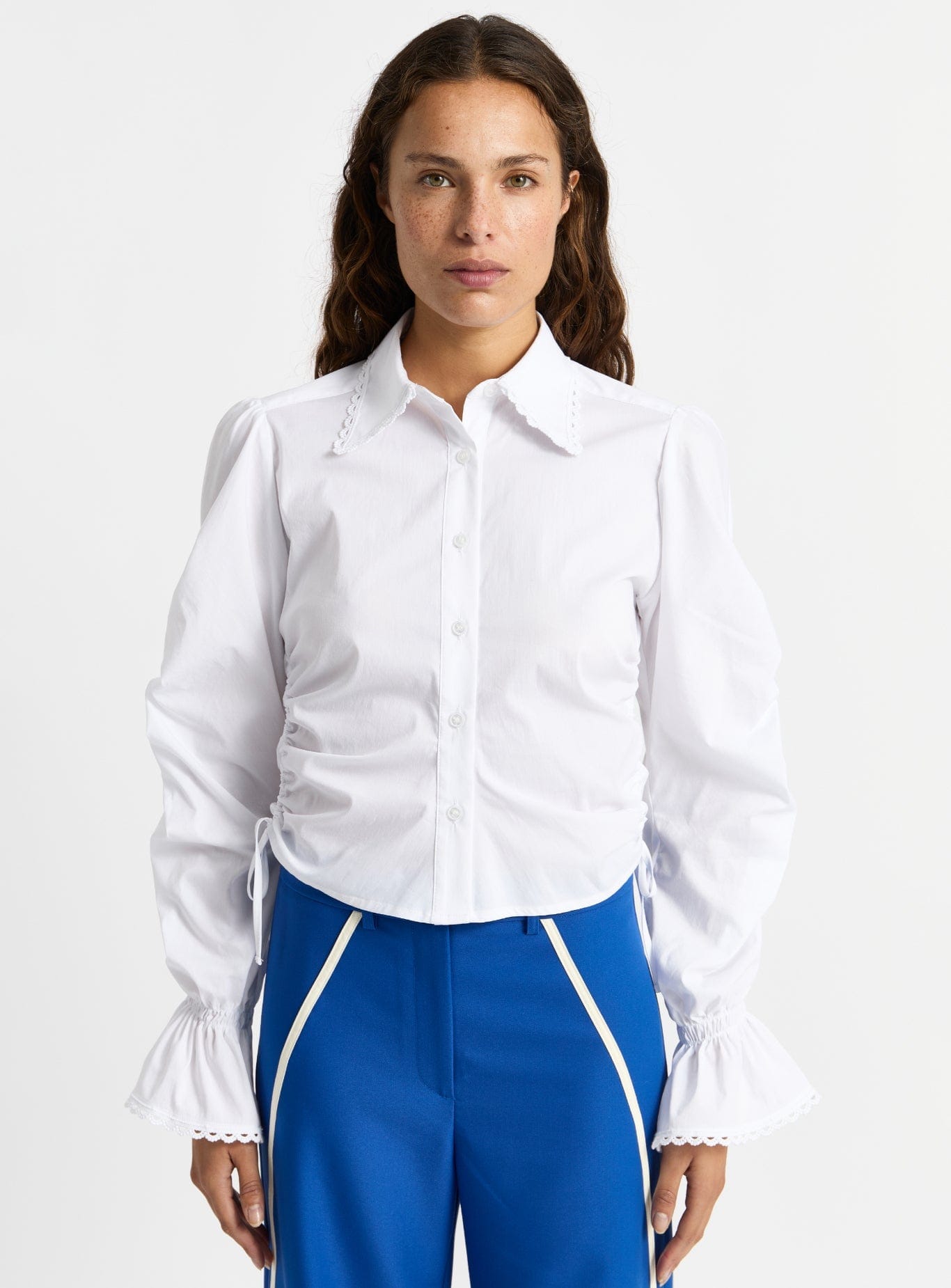 SULTANA WHITE RUCHED SHIRT