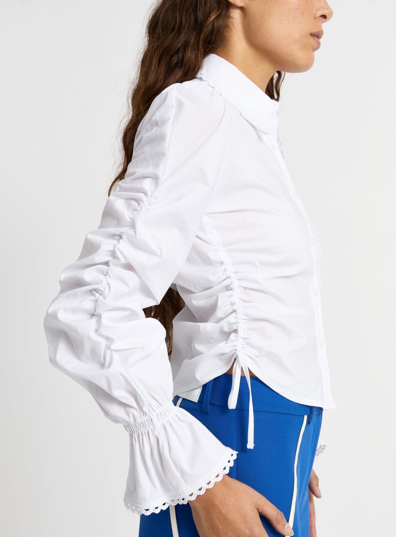 SULTANA WHITE RUCHED SHIRT