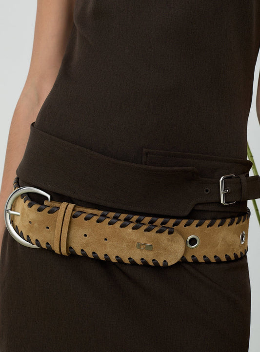ANNIE BRAIDED CAMEL BELT