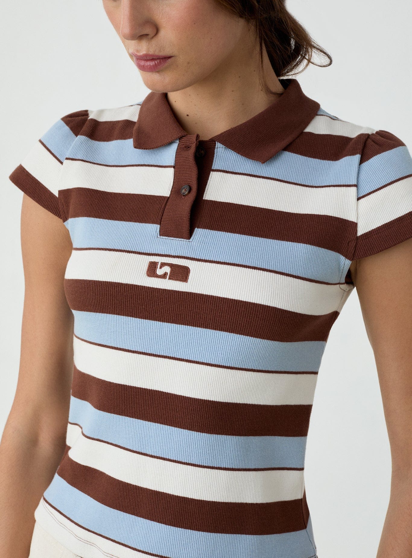 ERYA BLUE STRIPED POLO T-SHIRT