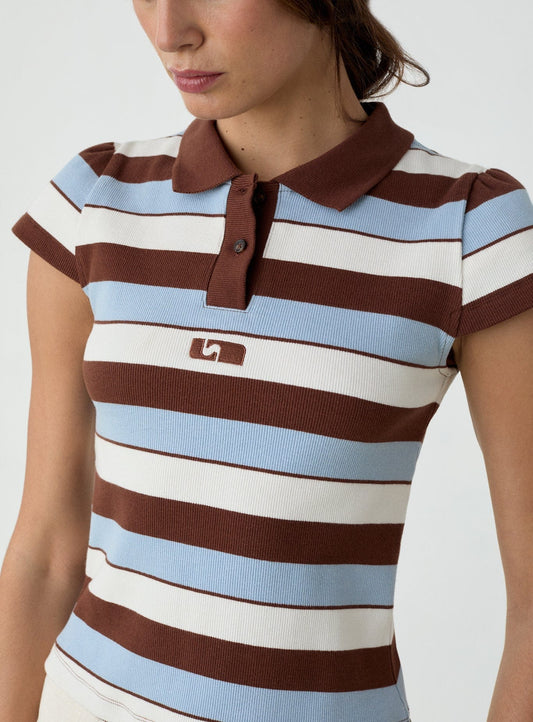 ERYA BLUE STRIPED POLO T-SHIRT