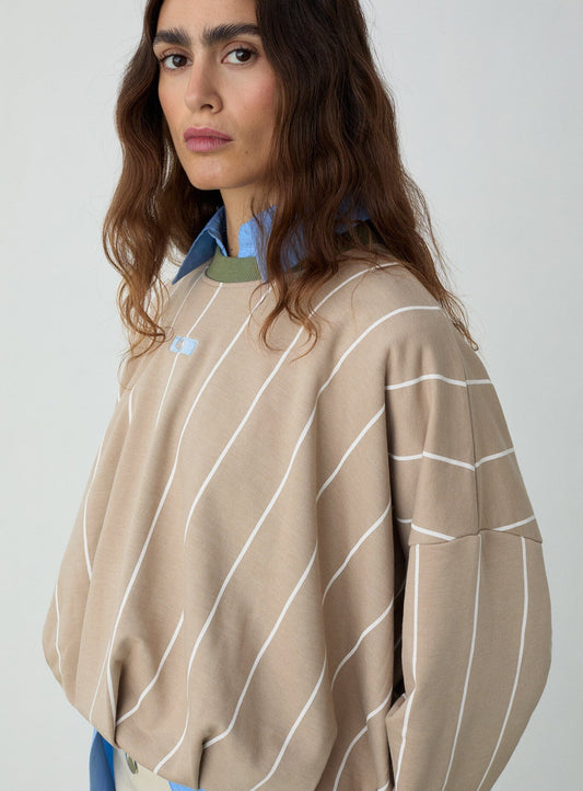 KELLY BEIGE STRIPED SWEATSHIRT
