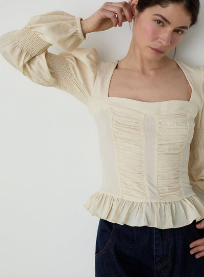 MARY ECRU TEXTURED BLOUSE