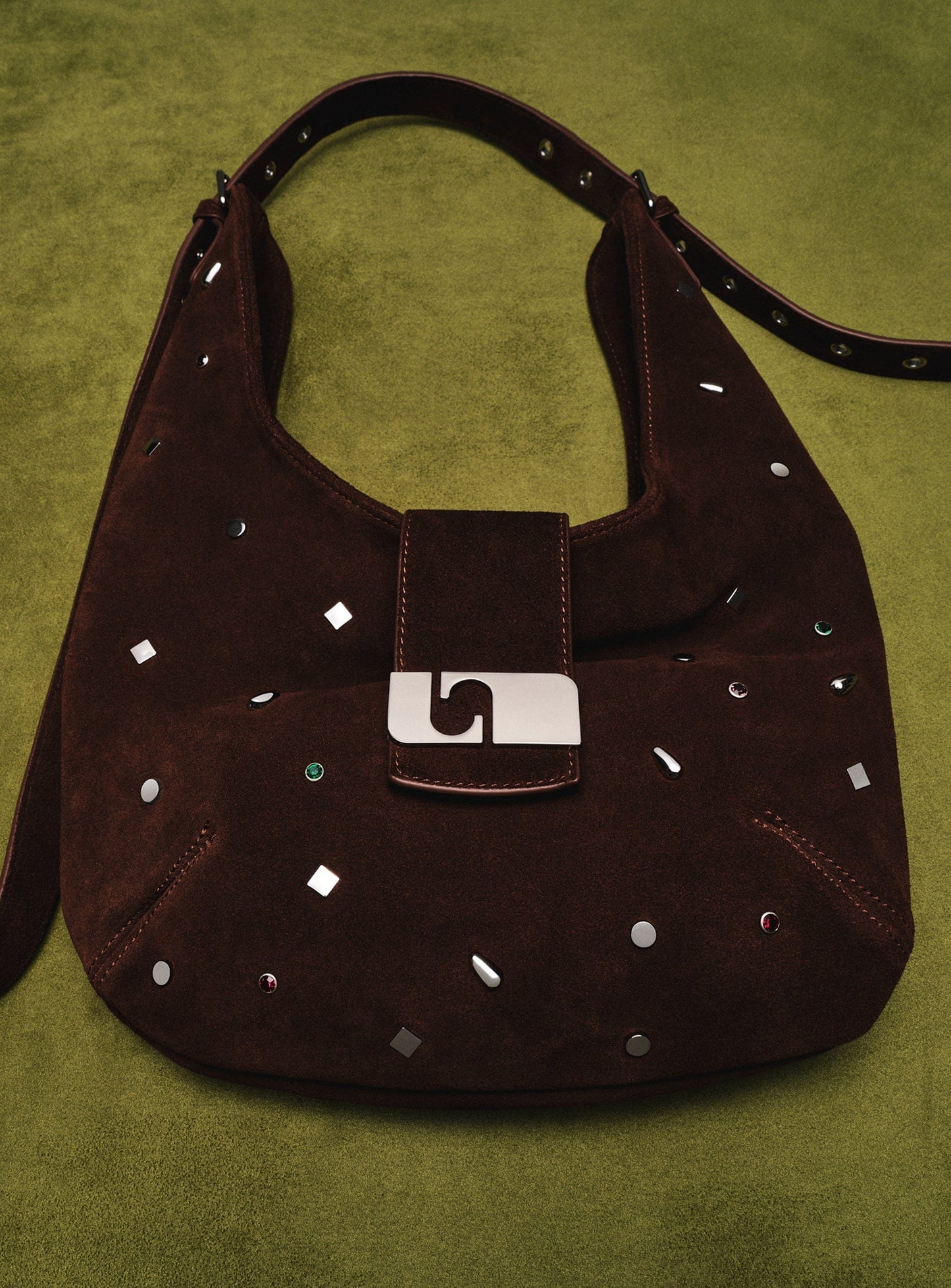 VIXEN BROWN SUEDE STUDS BAG