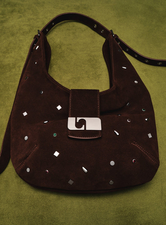 VIXEN BROWN SUEDE STUDS BAG
