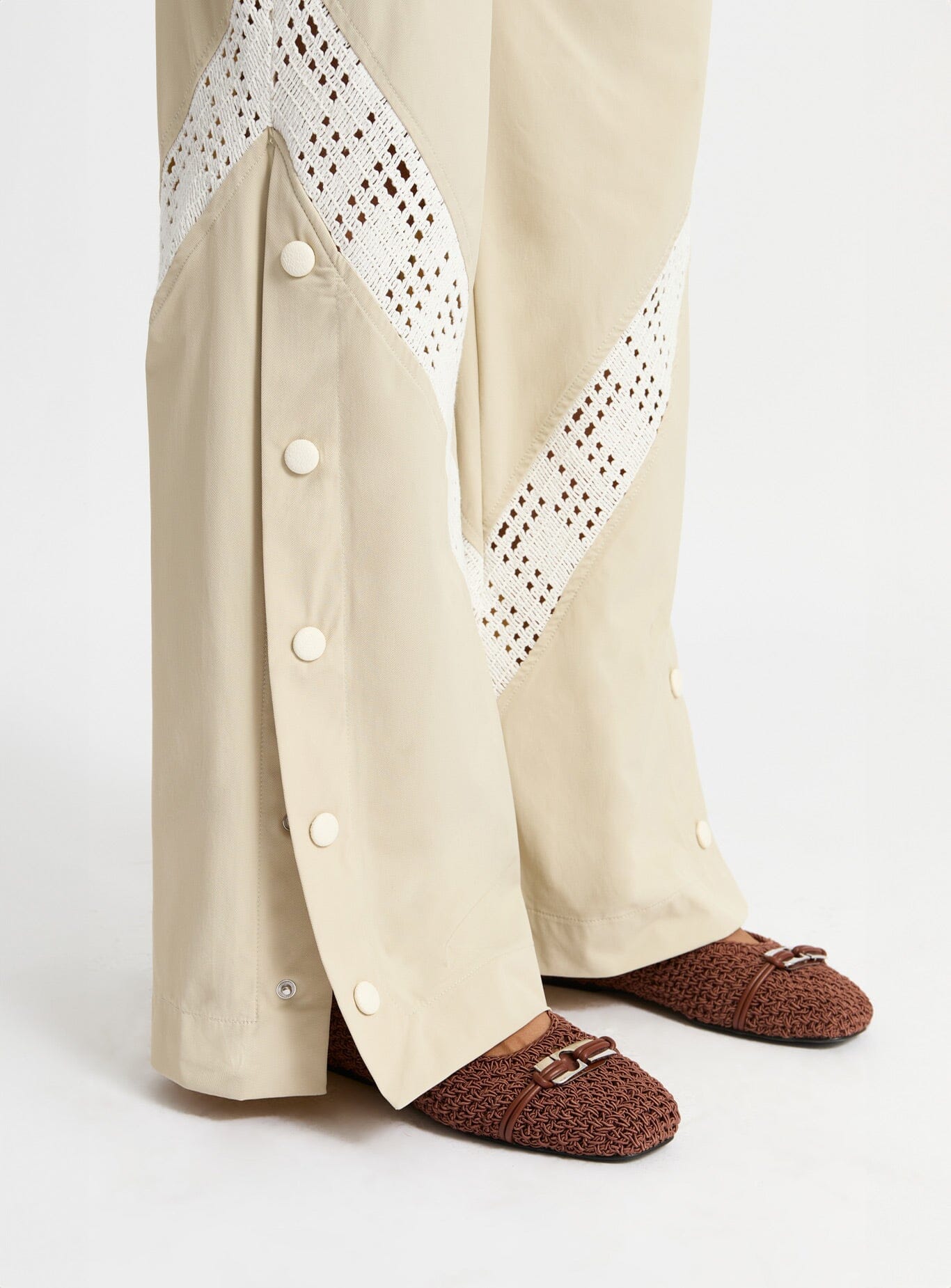 ELLIE BEIGE RELAXED CUT-OUT PANTS