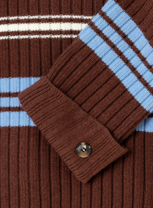 GRAZ BROWN STRIPED POLO KNIT