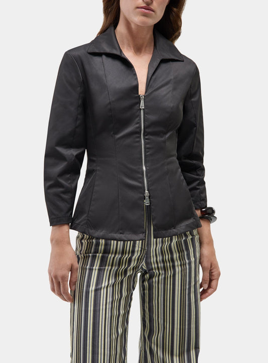 HARLEM BLACK ZIPPERED SHIRT