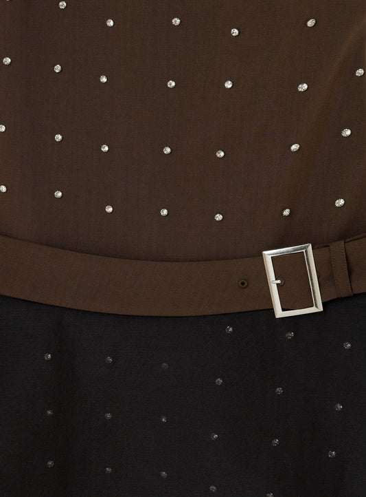 MALEN BROWN SEQUINS SHORT DRESS