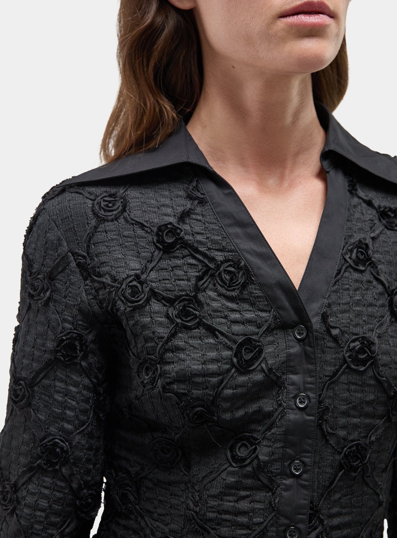 SALLY BLACK TEXTURED SHIRT