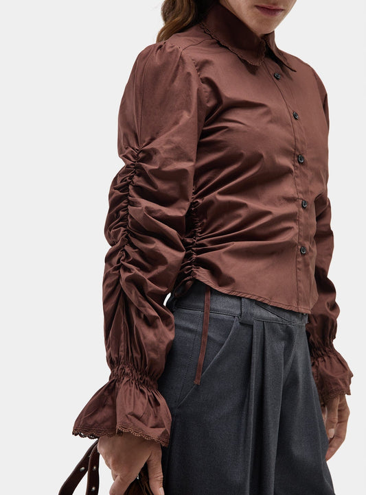 SULTANA BROWN RUCHED SHIRT