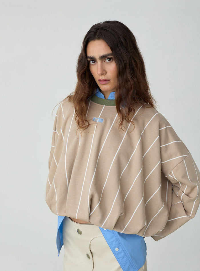 KELLY BEIGE STRIPED SWEATSHIRT