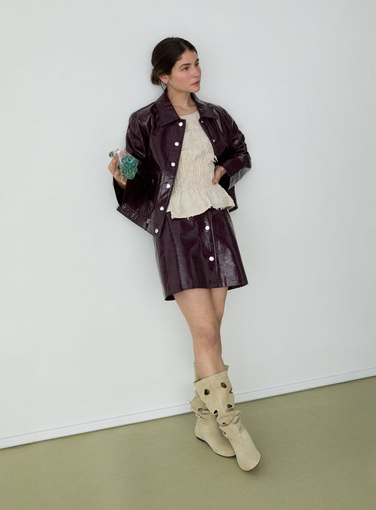 LENA PLUM SHORT SKIRT