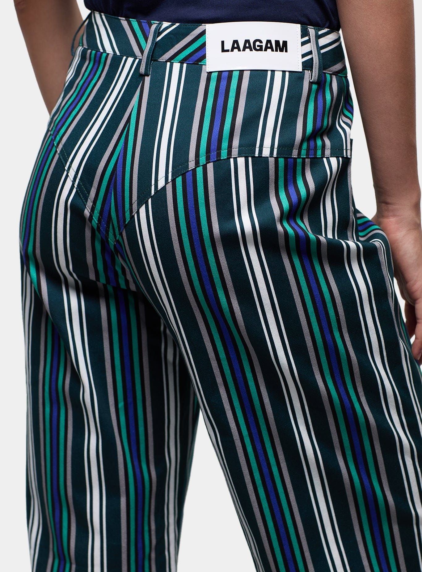 LEROY TEAL GREEN STRIPED TWILL PANTS
