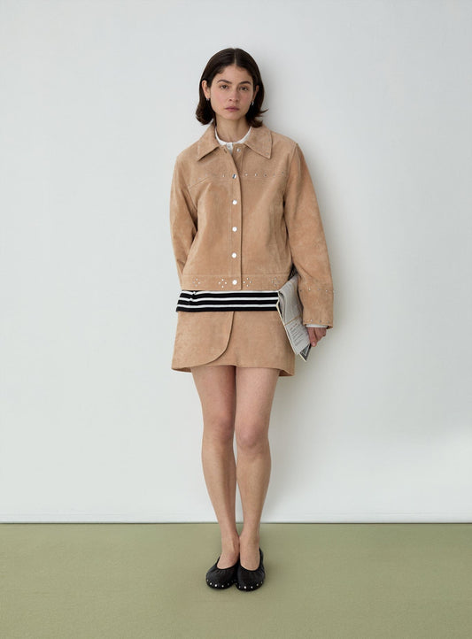 LUANA REAL SUEDE TAUPE JACKET