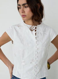 MELANI WHITE ASYMMETRIC BLOUSE