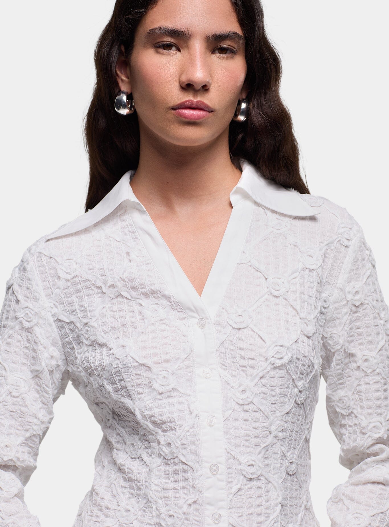 SALLY WHITE TEXTURED SHIRT
