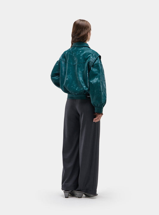 CUPIDO TEAL GREEN BOMBER JACKET