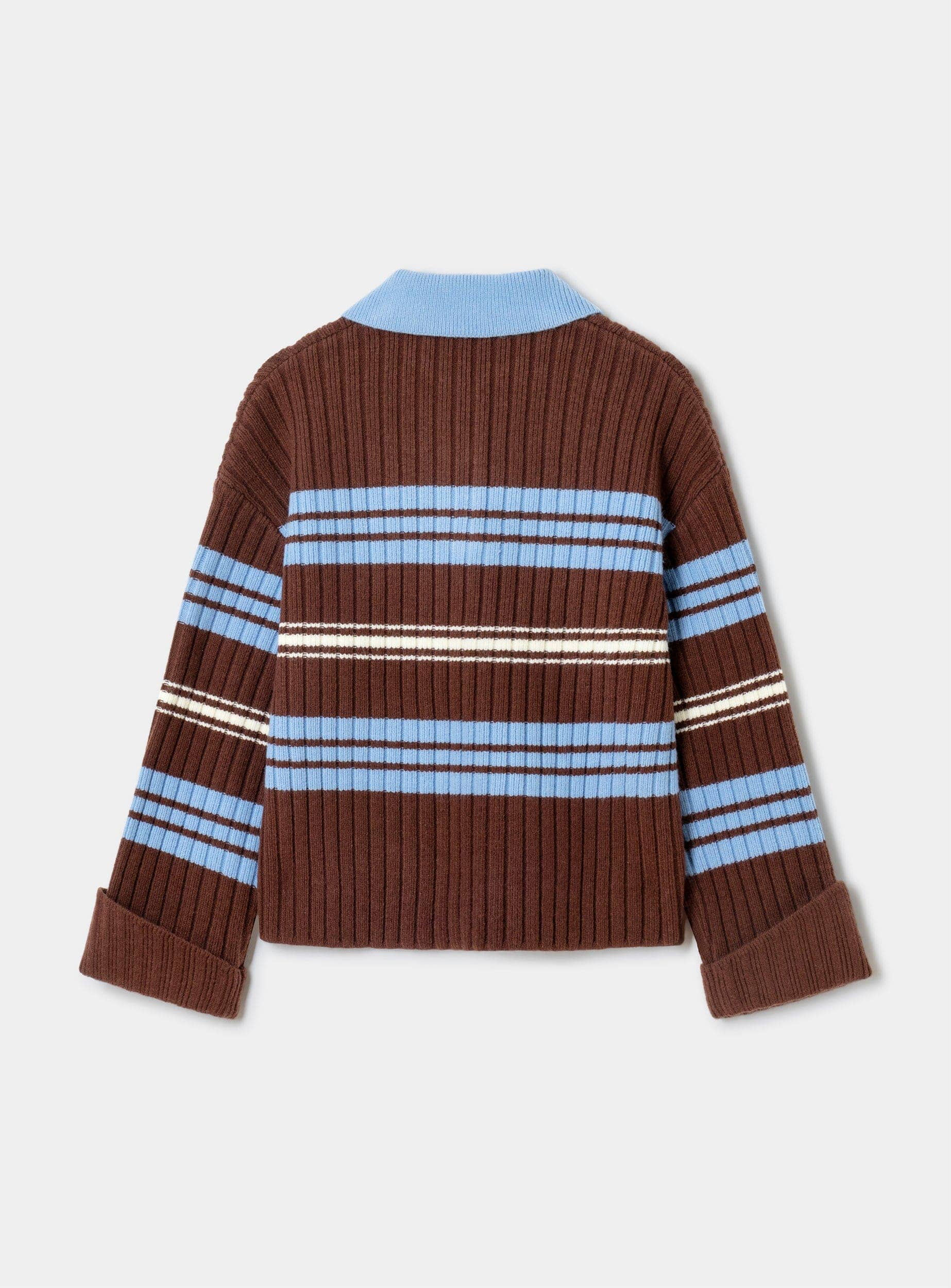 Graz Brown Striped Polo Knit | LAAGAM