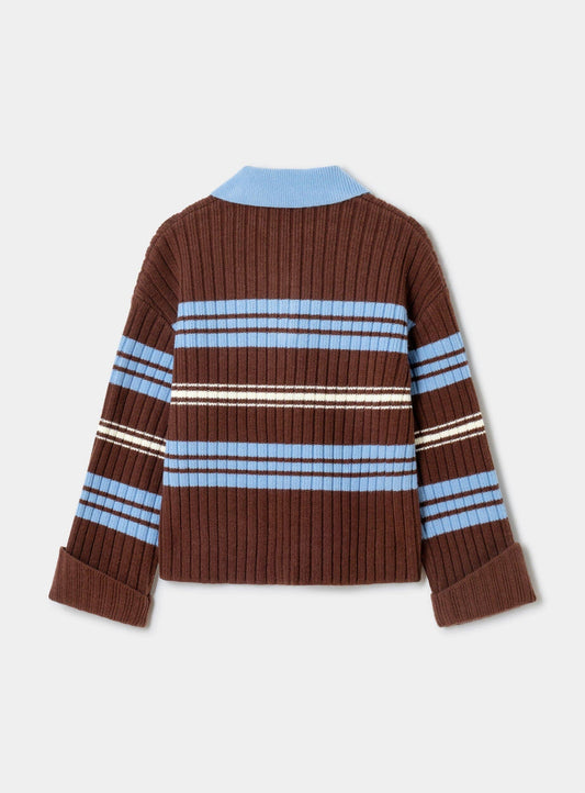GRAZ BROWN STRIPED POLO KNIT