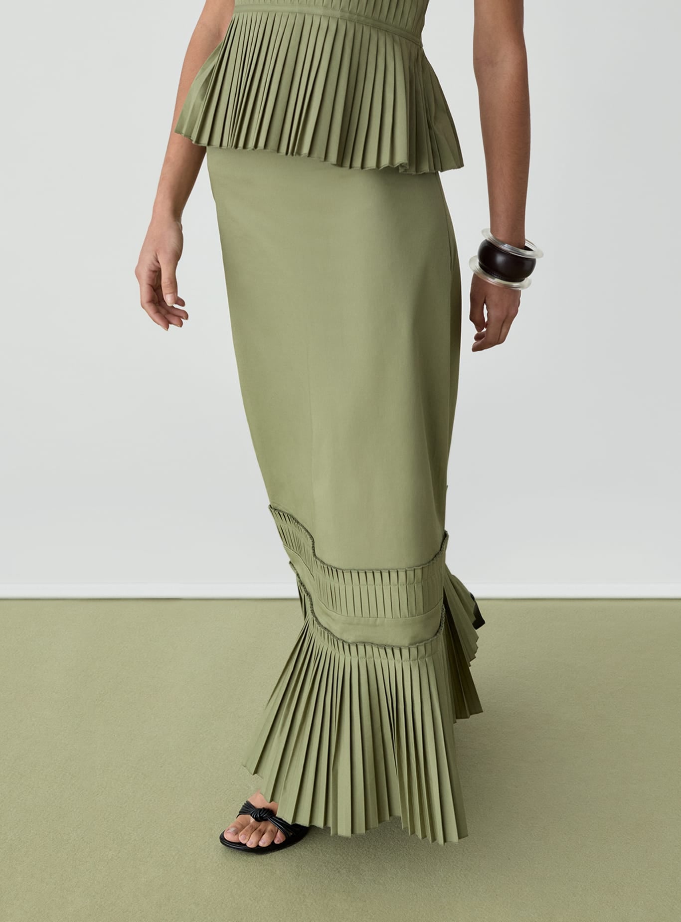 LEAH KHAKI MIDI SKIRT