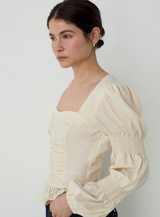 MARY ECRU TEXTURED BLOUSE