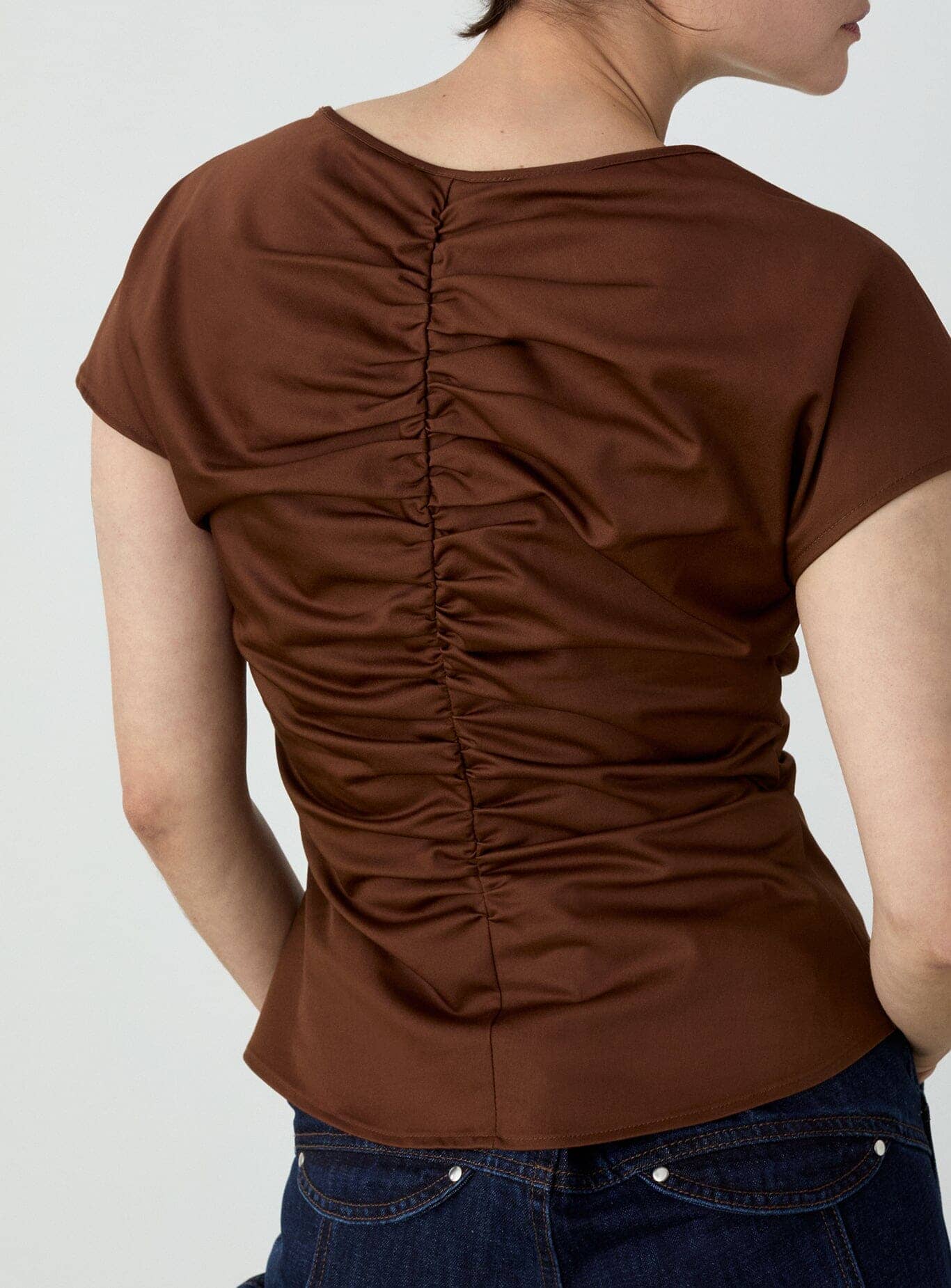 SIMONE BROWN RUCHED BLOUSE