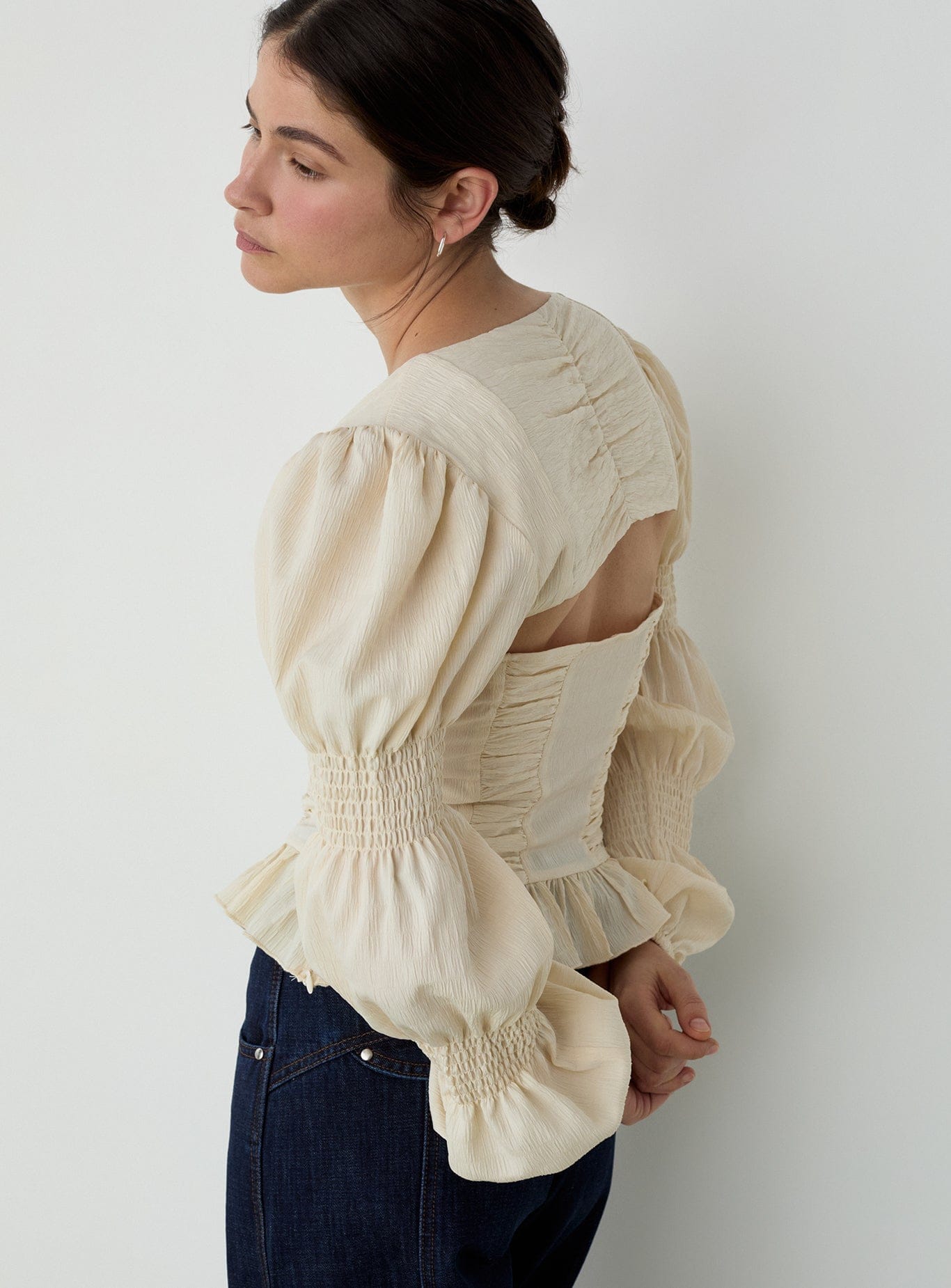 MARY ECRU TEXTURED BLOUSE