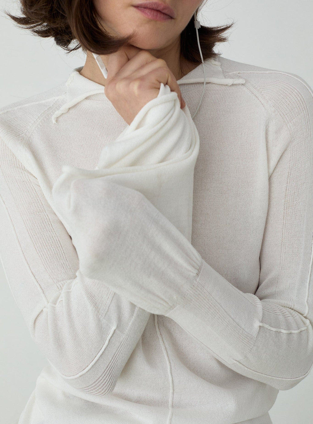 ODINE ECRU LONG KNITTED TOP