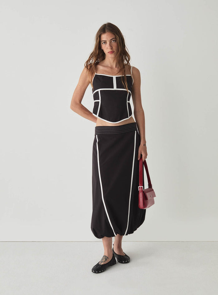GINGER BLACK MIDI SKIRT