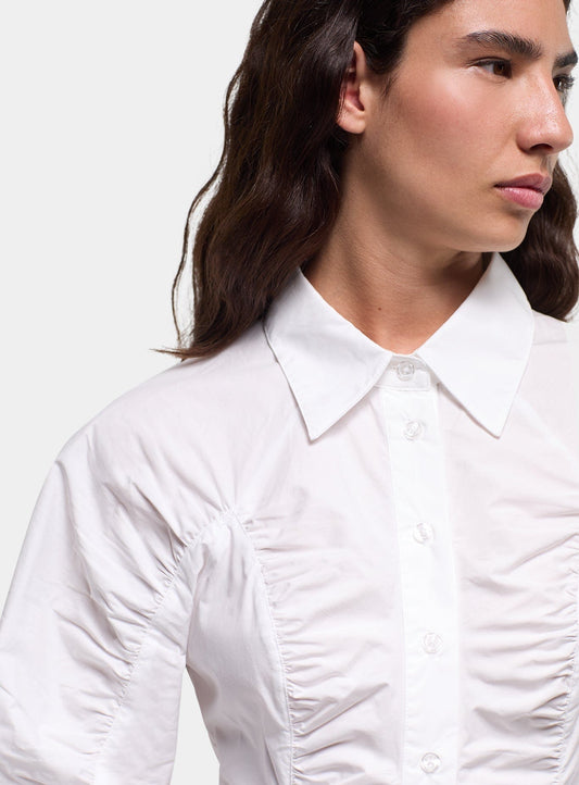 BELLEVILLE WHITE RUCHED SHIRT