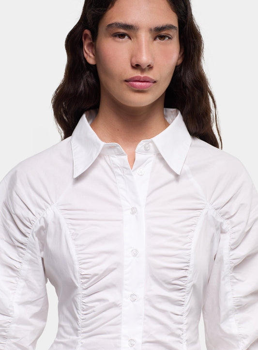 BELLEVILLE WHITE RUCHED SHIRT