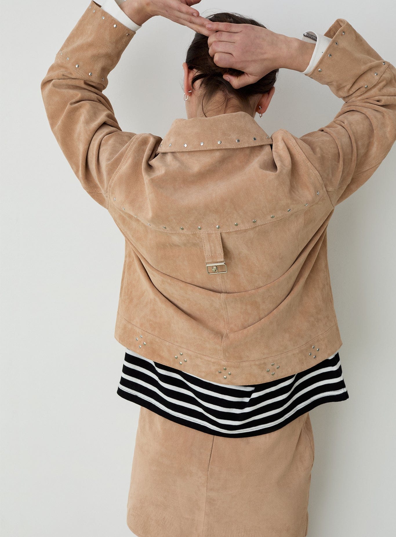 Luana Real Suede Taupe Jacket | LAAGAM