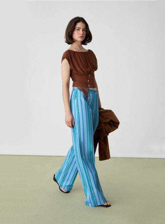GEMINI BROWN DRAPED TOP