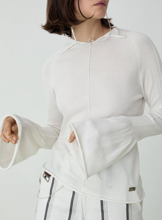 ODINE ECRU LONG KNITTED TOP