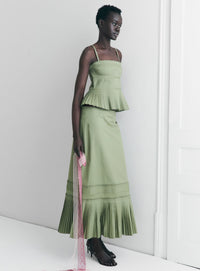 LEAH KHAKI MIDI SKIRT