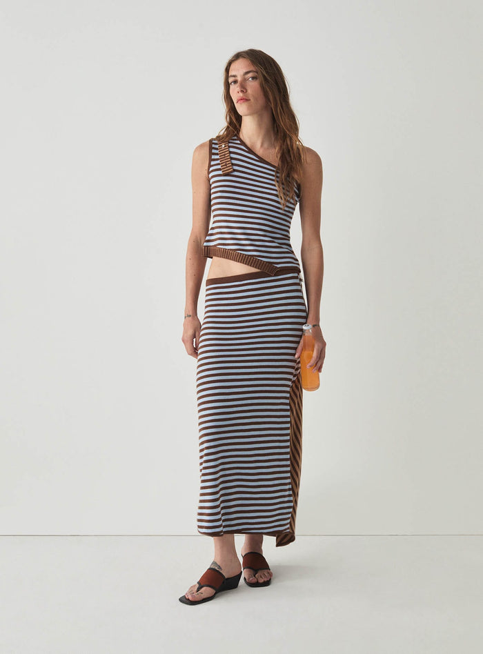 ANISE STRIPED BROWN SKIRT