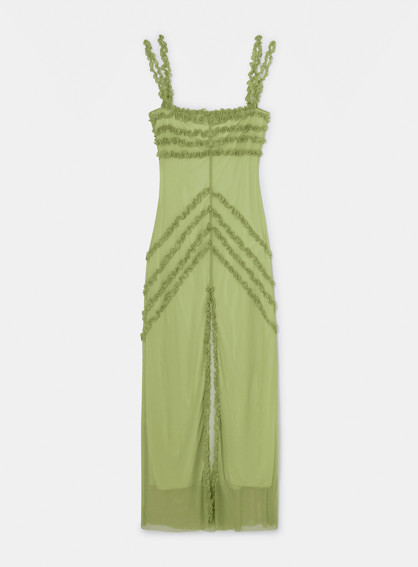 ARABELLA GREEN RUFFLED DRESS – LAAGAM