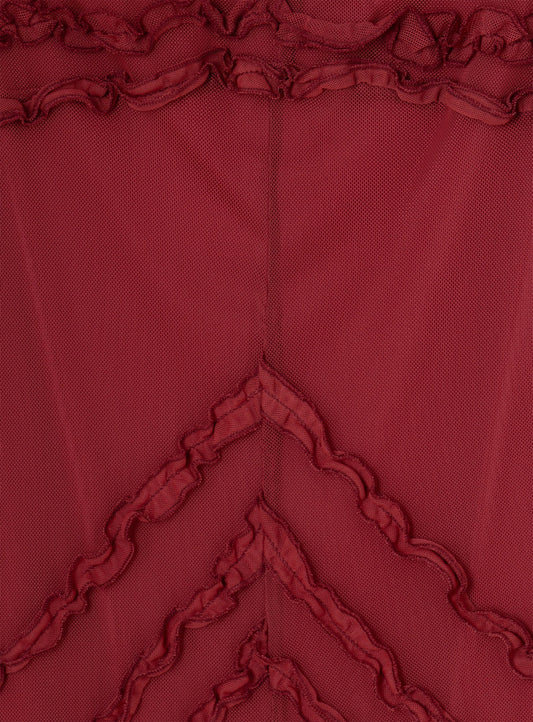 ARABELLA BURGUNDY RUFFLED DRESS