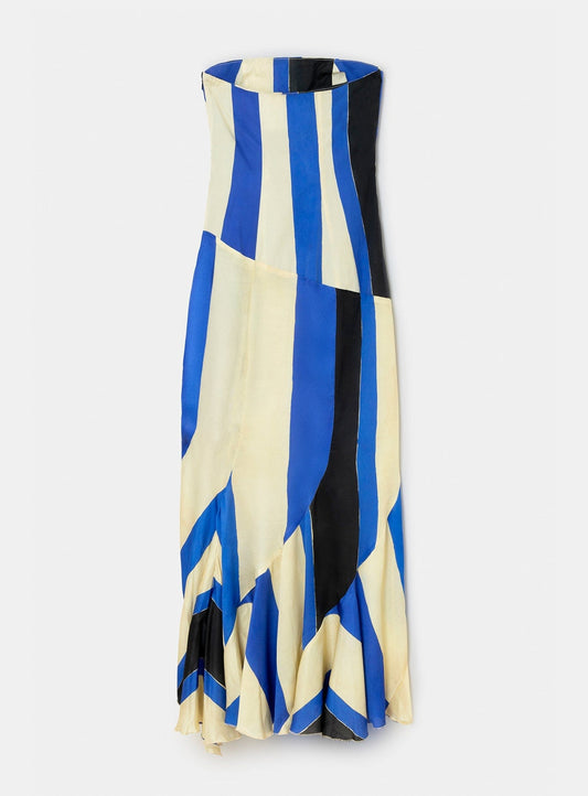 ARIA PANACOTTA STRIPED MIDI DRESS