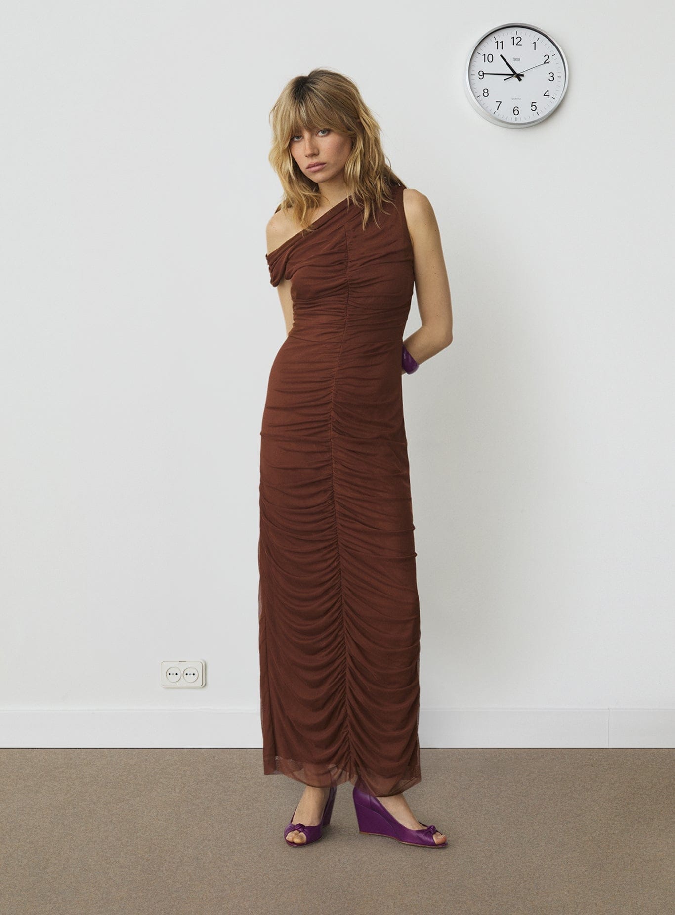 ARLES BROWN MIDI DRESS