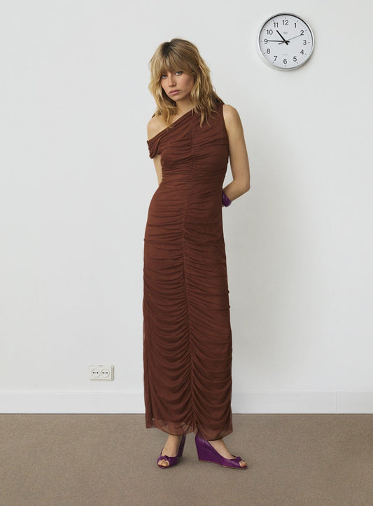 ARLES BROWN MIDI DRESS