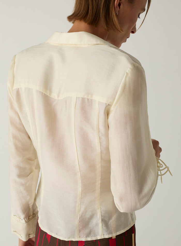 ARWEN ECRU RUCHED BLOUSE