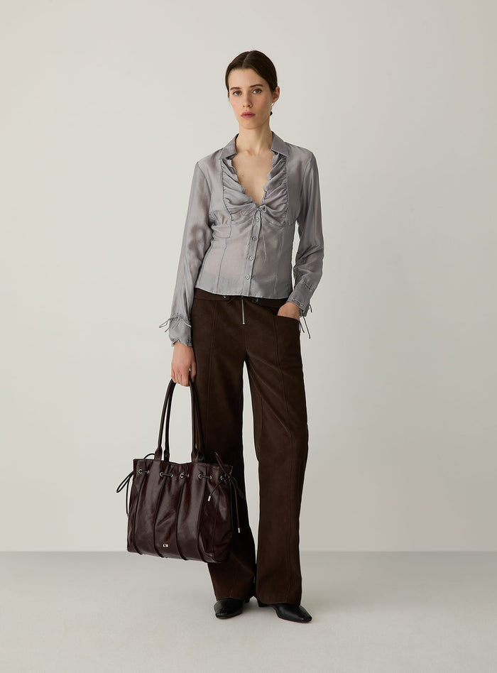 ARWEN GREY RUCHED BLOUSE