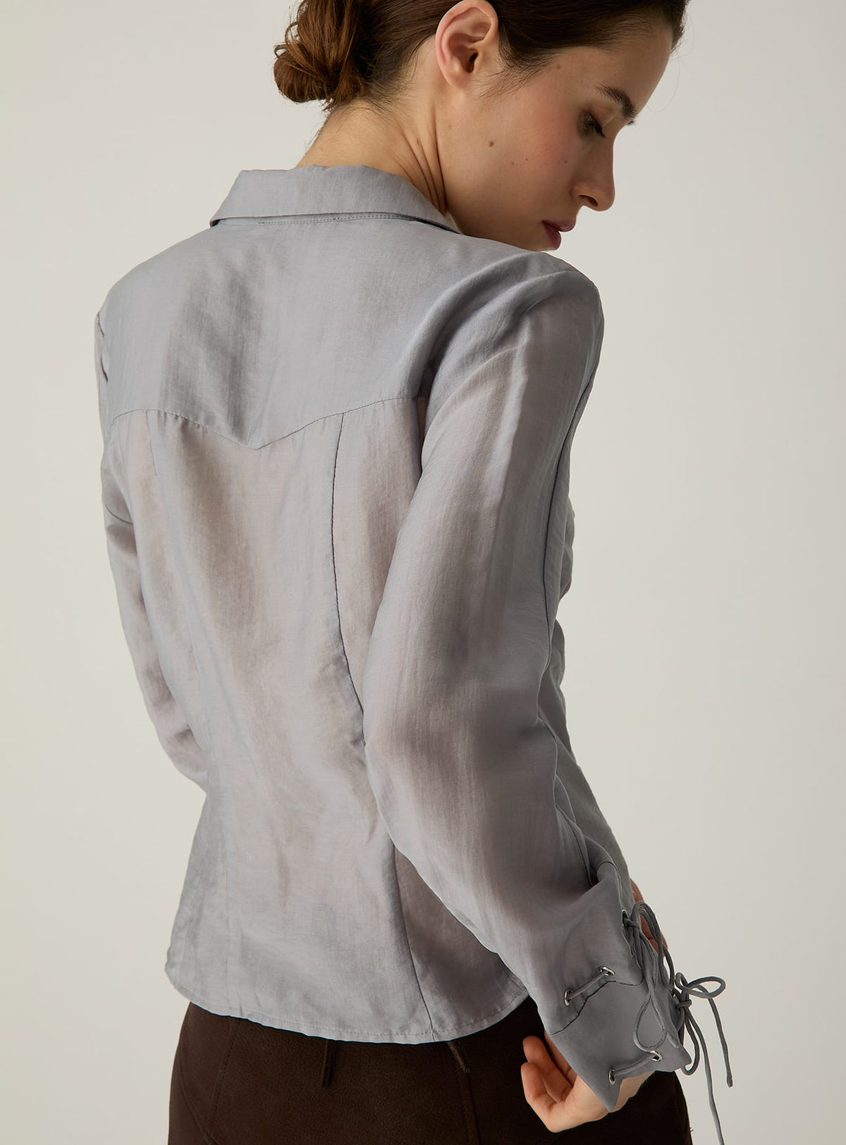 ARWEN GREY RUCHED BLOUSE