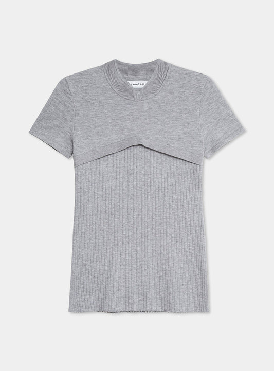 AUSTIN GREY SHORTSLEEVE KNITTED TOP