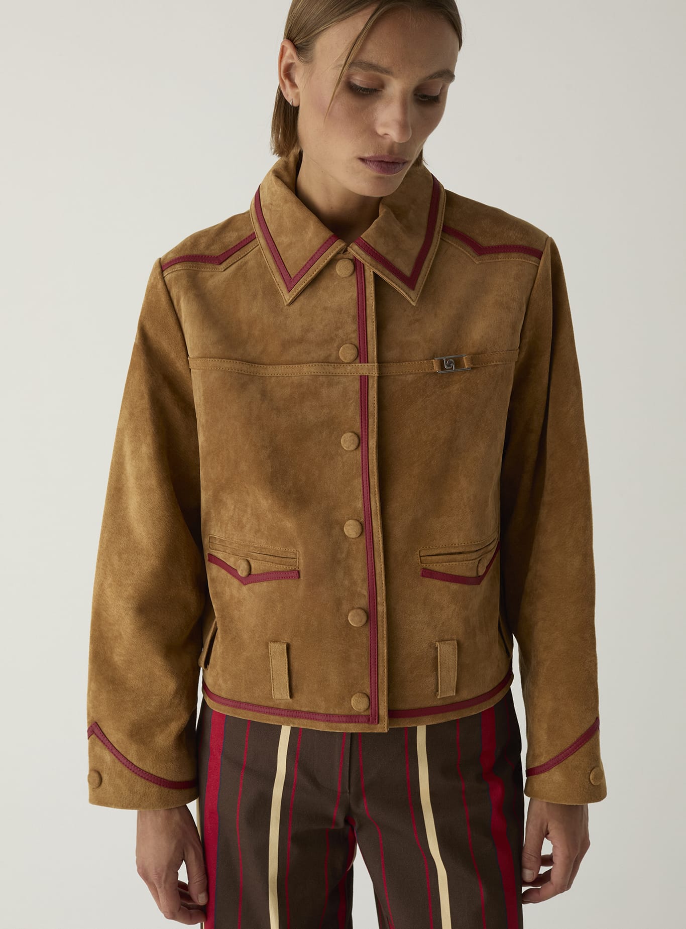 AVELINE REAL SUEDE CAMEL JACKET